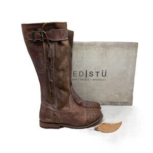 BED STU 6 Endless Tall Distressed Leather Boots $345.00 With Box Womens